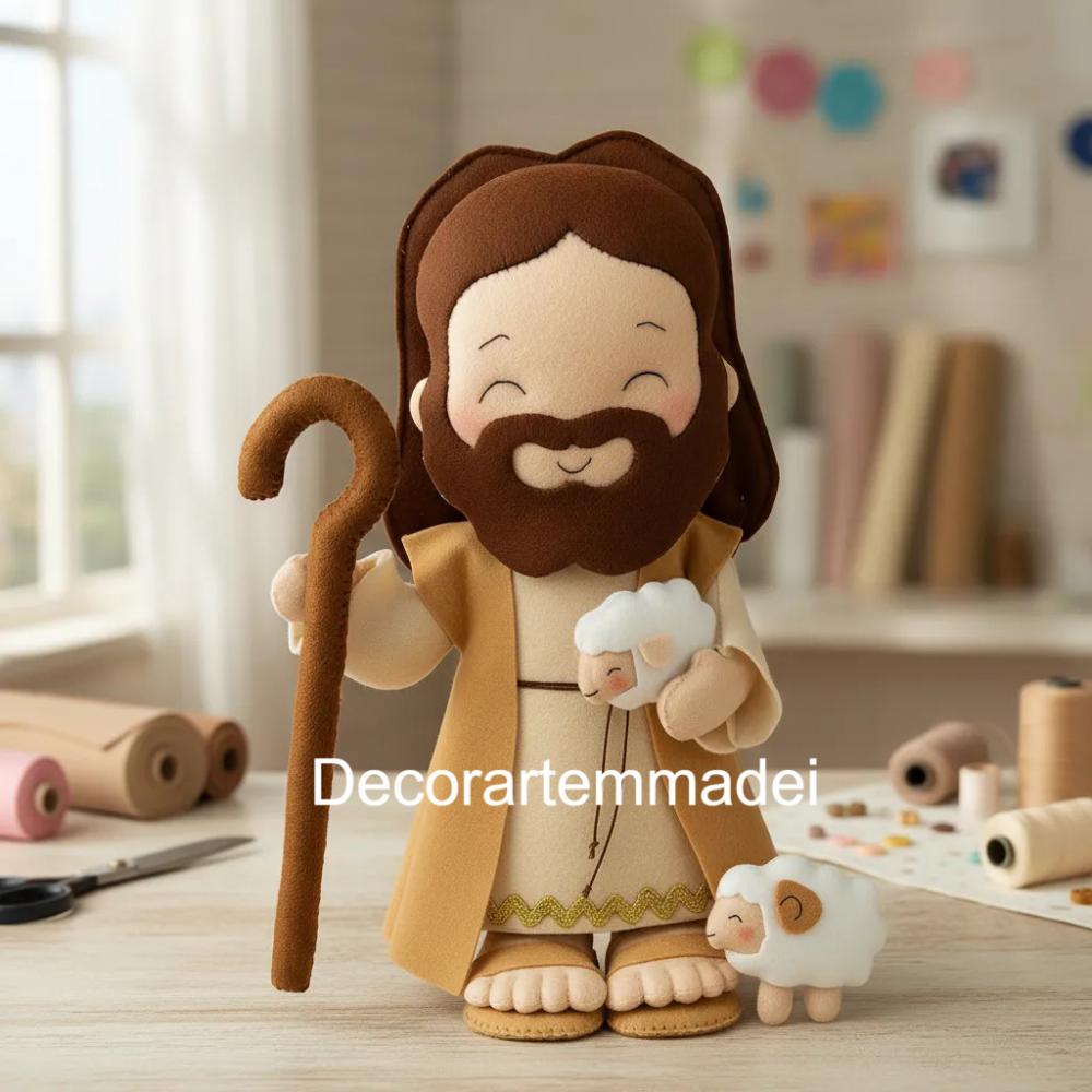 Jesus bom pastor boneco em feltro