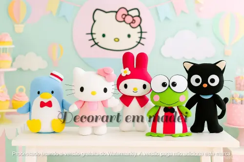 Hello Kitty e Sua Turma Bonecas Decorativas em Feltro