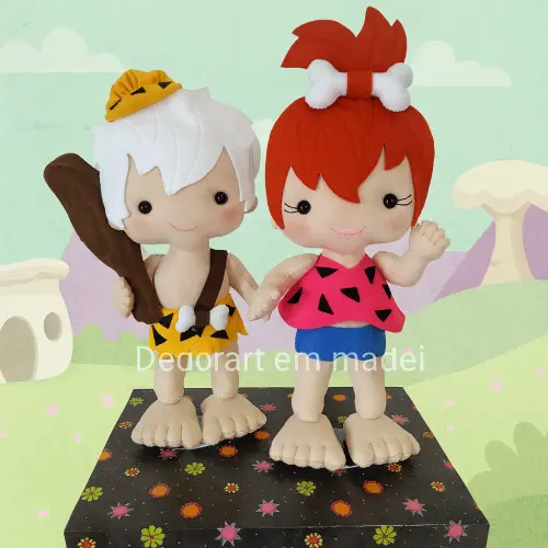 Pedrita e Bam Bam Bonecos Decoração Feltro