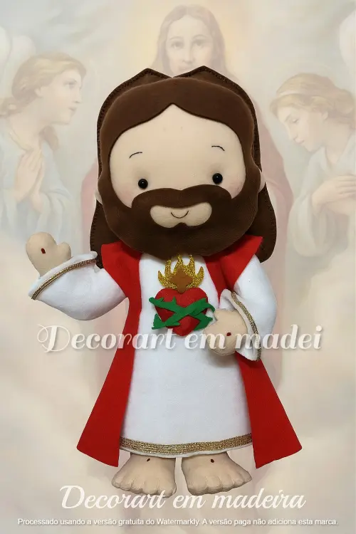 Sagrado Coração de Jesus boneco decorativo em feltro