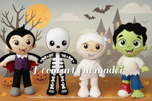 Bonecos feltro decoração Halloween -  4 peças