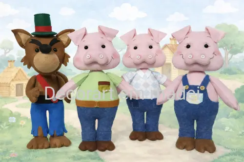 lobo mau e os 3 porquinhos decoração em feltro