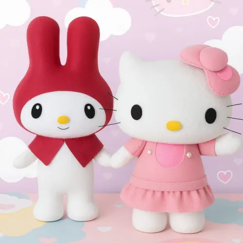 Hello Kitty e Melody  Bonecas Decorativas em Feltro
