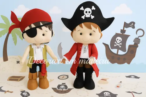 Piratas Bonecos Decorativos em Feltro