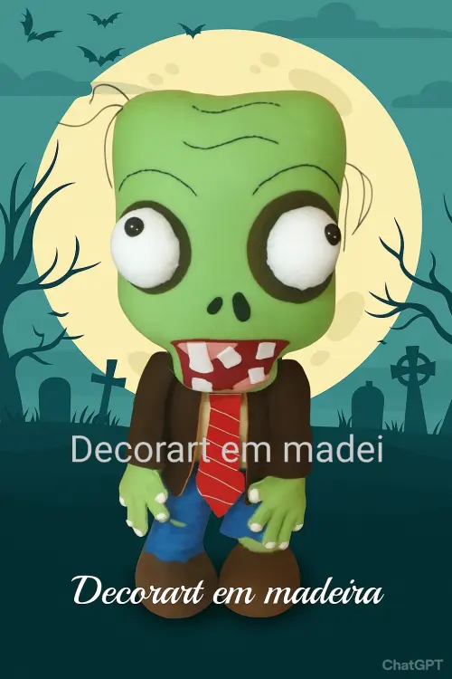 Boneco decoração feltro Zumbi