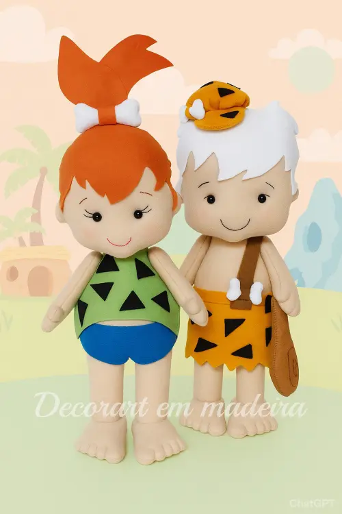 Pedrita e Bambam Bonecos decoração feltro