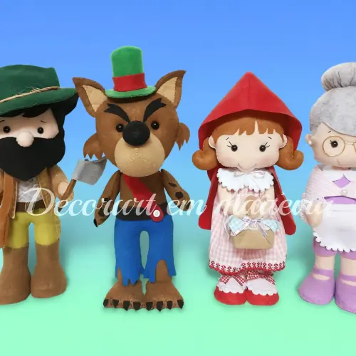 Chapeuzinho vermelho bonecos decoração feltro kit