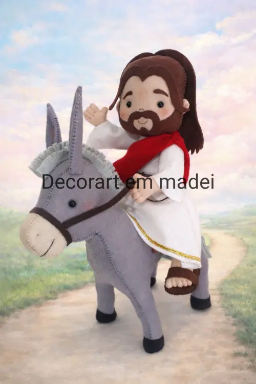 Jesus e o jumentinho bonecos em feltro