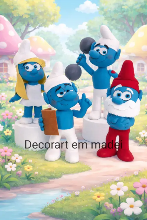 Smurfs Bonecos Decoração Feltro 4personagens