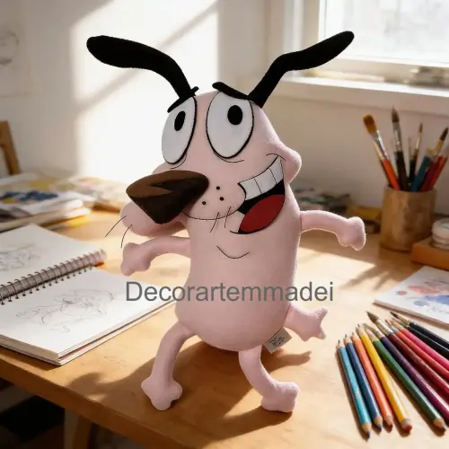 Coragem, o cão covarde boneco em feltro (36 cm)