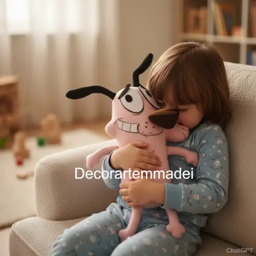 Coragem, o cão covarde boneco em feltro (36 cm)