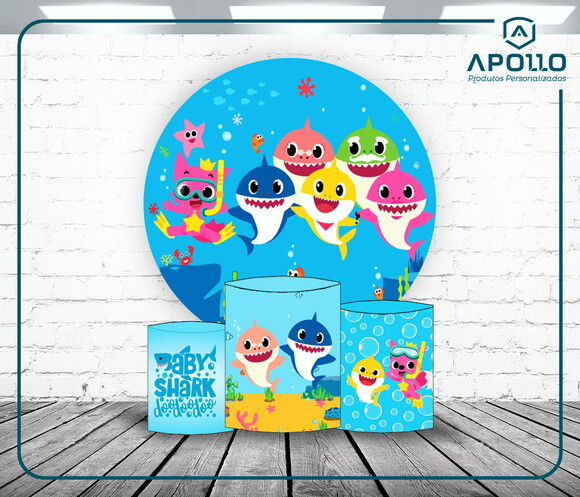 Arte Digital Baby Shark Painel + Cilindros Alta Resolução