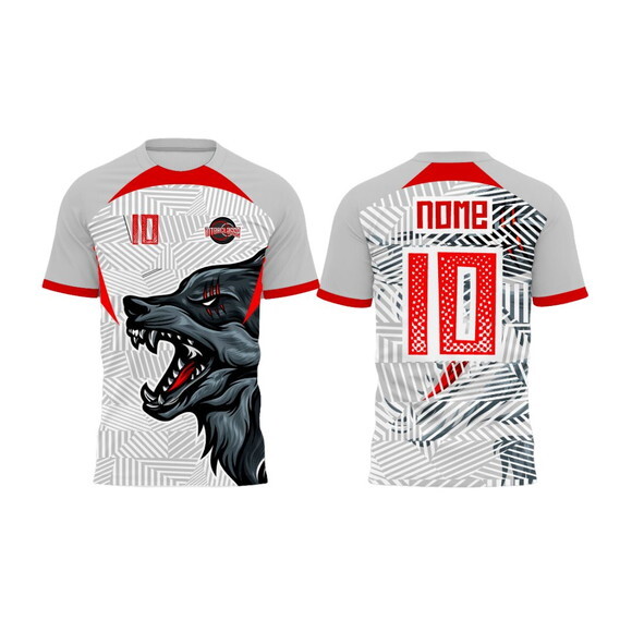 Arte Vetor Camisa Interclasse Águia Lobo Branco e Vermelho