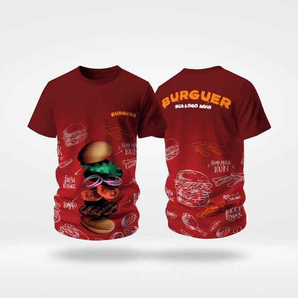 Camisas Uniforme Hamburgueria Lanchonete Malha Dryfit Uv +