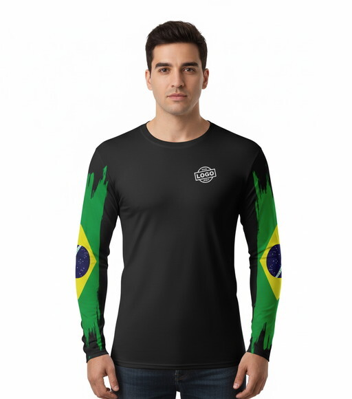 Camisetas Manga Longa com Suas Cores e Arte Malha Dryfit