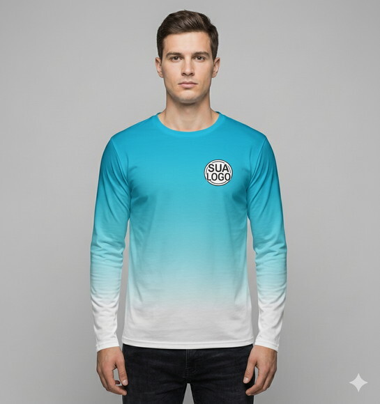 Camisetas Manga Longa com Suas Cores e Arte Malha Dryfit