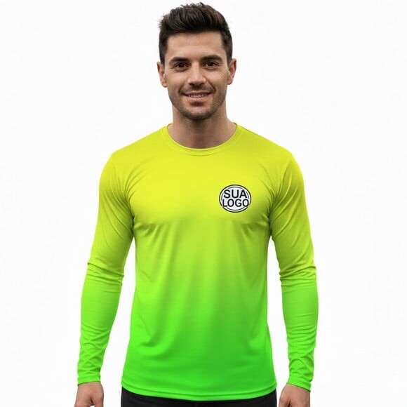 Camisetas Manga Longa com Suas Cores e Arte Malha Dryfit
