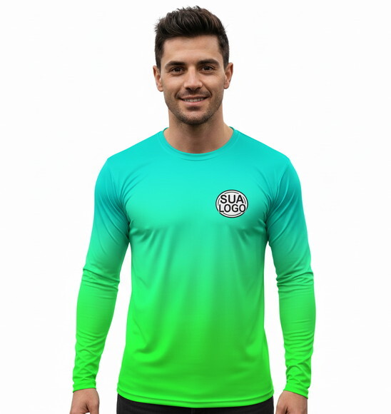 Camisetas Manga Longa com Suas Cores e Arte Malha Dryfit