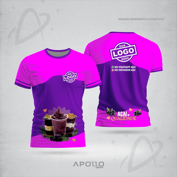 Camisetas Personalizadas Suas Cores e Arte Malha Dryfit Açaí