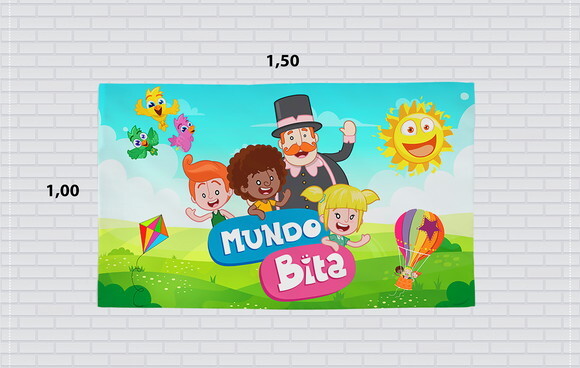 Painel Festa Mundo Bita Tecido Oxford 150x100cm