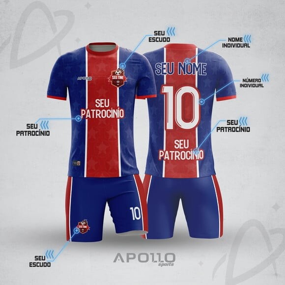 Uniforme de Futebol 10 Kits Personalizado (short e Camisa)