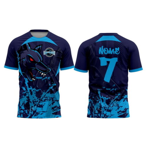 Arte Vetor Camisa Interclasse Lobo Azul