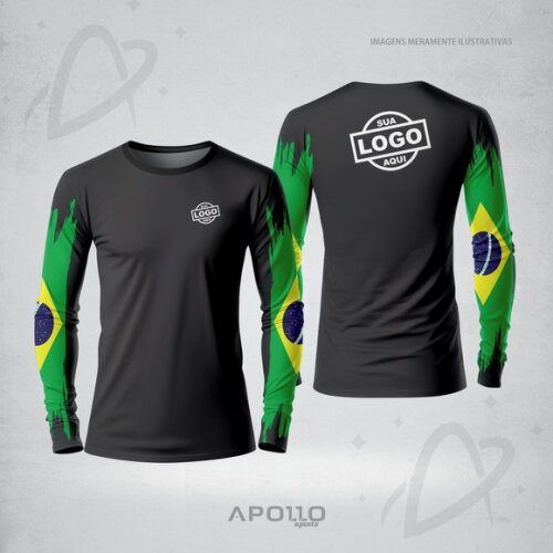 Camisetas Manga Longa com Suas Cores e Arte Malha Dryfit