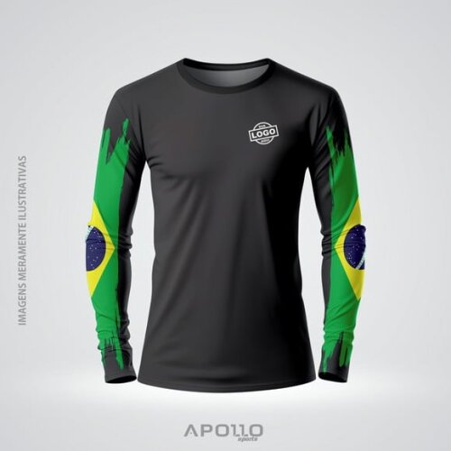 Camisetas Manga Longa com Suas Cores e Arte Malha Dryfit