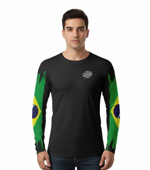 Camisetas Manga Longa com Suas Cores e Arte Malha Dryfit