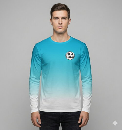 Camisetas Manga Longa com Suas Cores e Arte Malha Dryfit