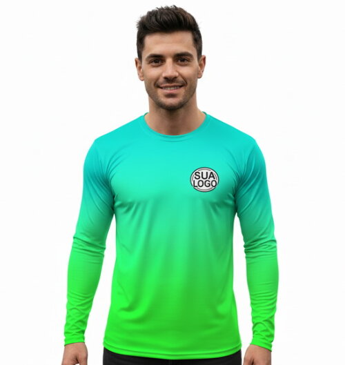 Camisetas Manga Longa com Suas Cores e Arte Malha Dryfit