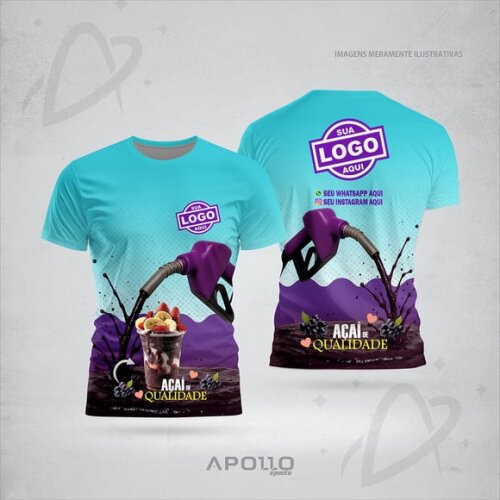 Camisetas Personalizadas Suas Cores e Arte Malha Dryfit Açaí