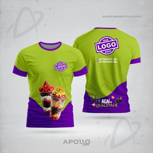 Camisetas Personalizadas Suas Cores e Arte Malha Dryfit Açaí