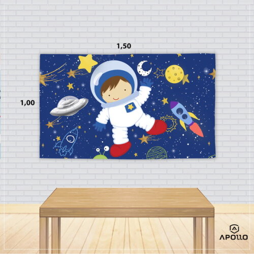 Painel Festa Astronauta Tecido Oxford 150x100cm