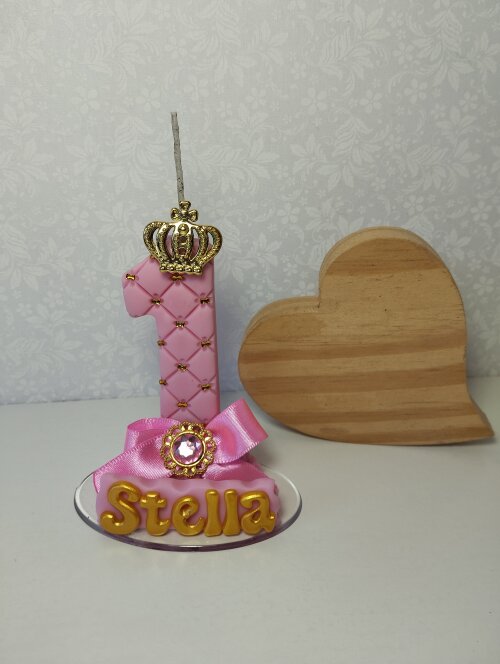 Vela personalizada de biscuit - Realeza Rosa