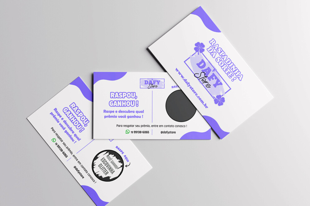 50 Raspadinhas Personalizadas c/ até 05 Variações de Prêmios