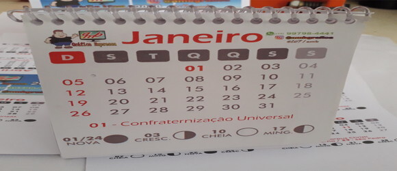 150 calendário de mesa com espiral 20X15 cm. 7 folhas meses