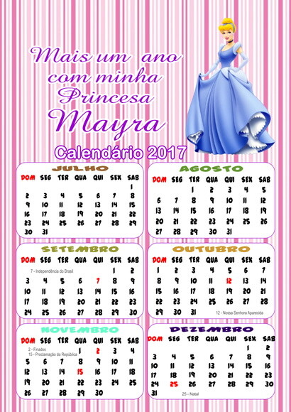 Calendário personalizado 22x16 cm.