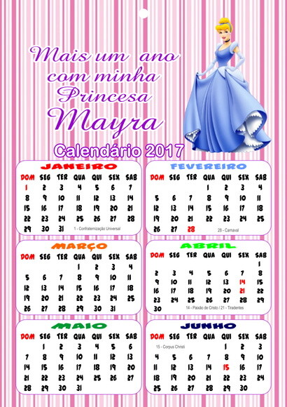 Calendário personalizado 22x16 cm.