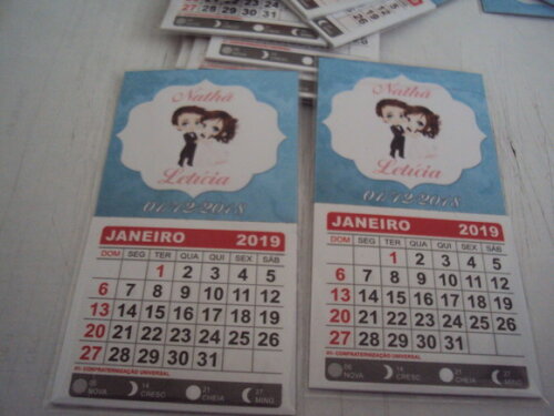 100 Imã de geladeira com calendário 5x5 embalado