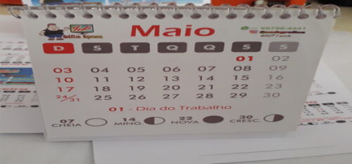 150 calendário de mesa com espiral 20X15 cm. 7 folhas meses