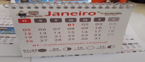 150 calendário de mesa com espiral 20X15 cm. 7 folhas meses