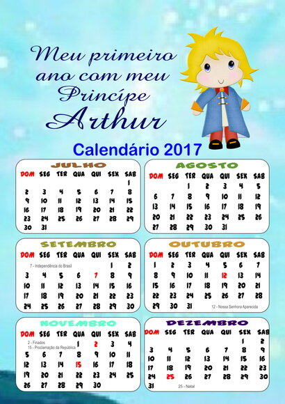 Calendário personalizado 22x16 cm.