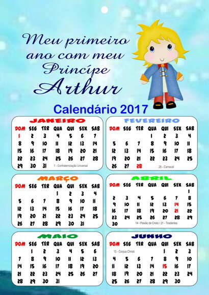 Calendário personalizado 22x16 cm.