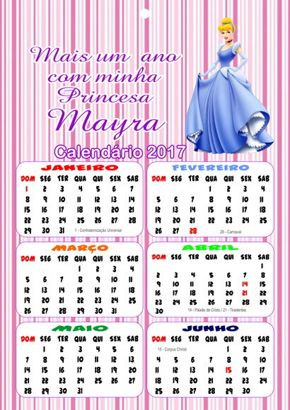 Calendário personalizado 22x16 cm.