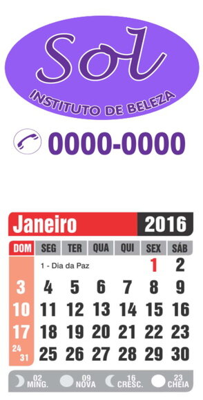 Imã De Geladeira Com Calendário 6x5 Cm. Sem Embalagem