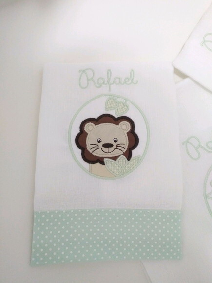 Kit 3 Fraldas Bordada - Enxoval de Bebê