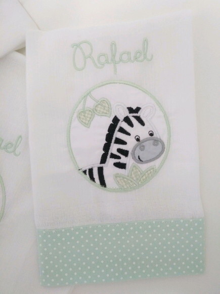 Kit 3 Fraldas Bordada - Enxoval de Bebê