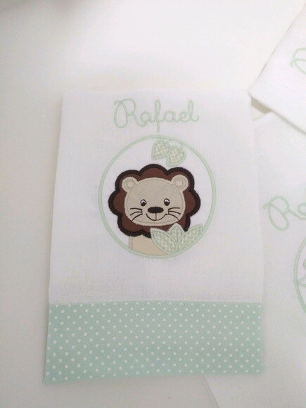 Kit 3 Fraldas Bordada - Enxoval de Bebê