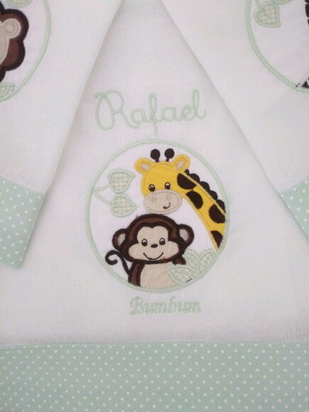 Kit 3 Fraldas Bordada - Enxoval de Bebê